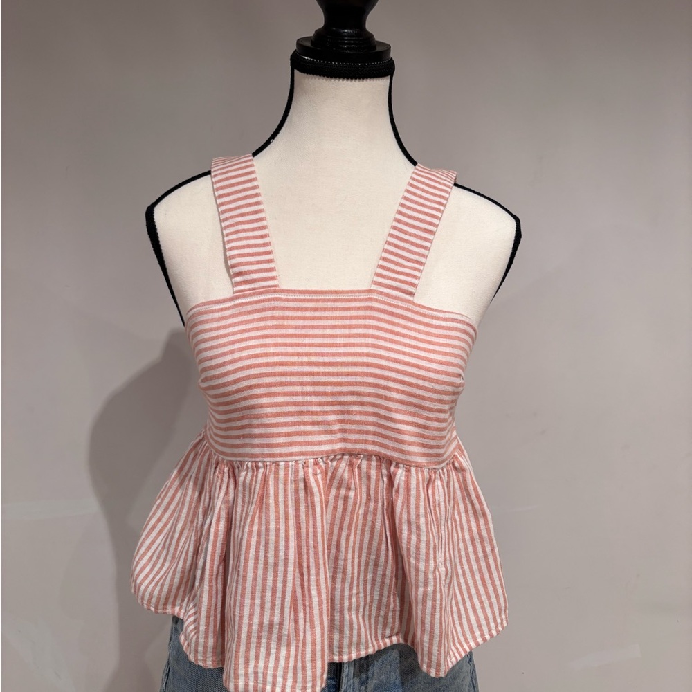 American Eagle Outfitters Orange Striped Cottagecore Tank Top